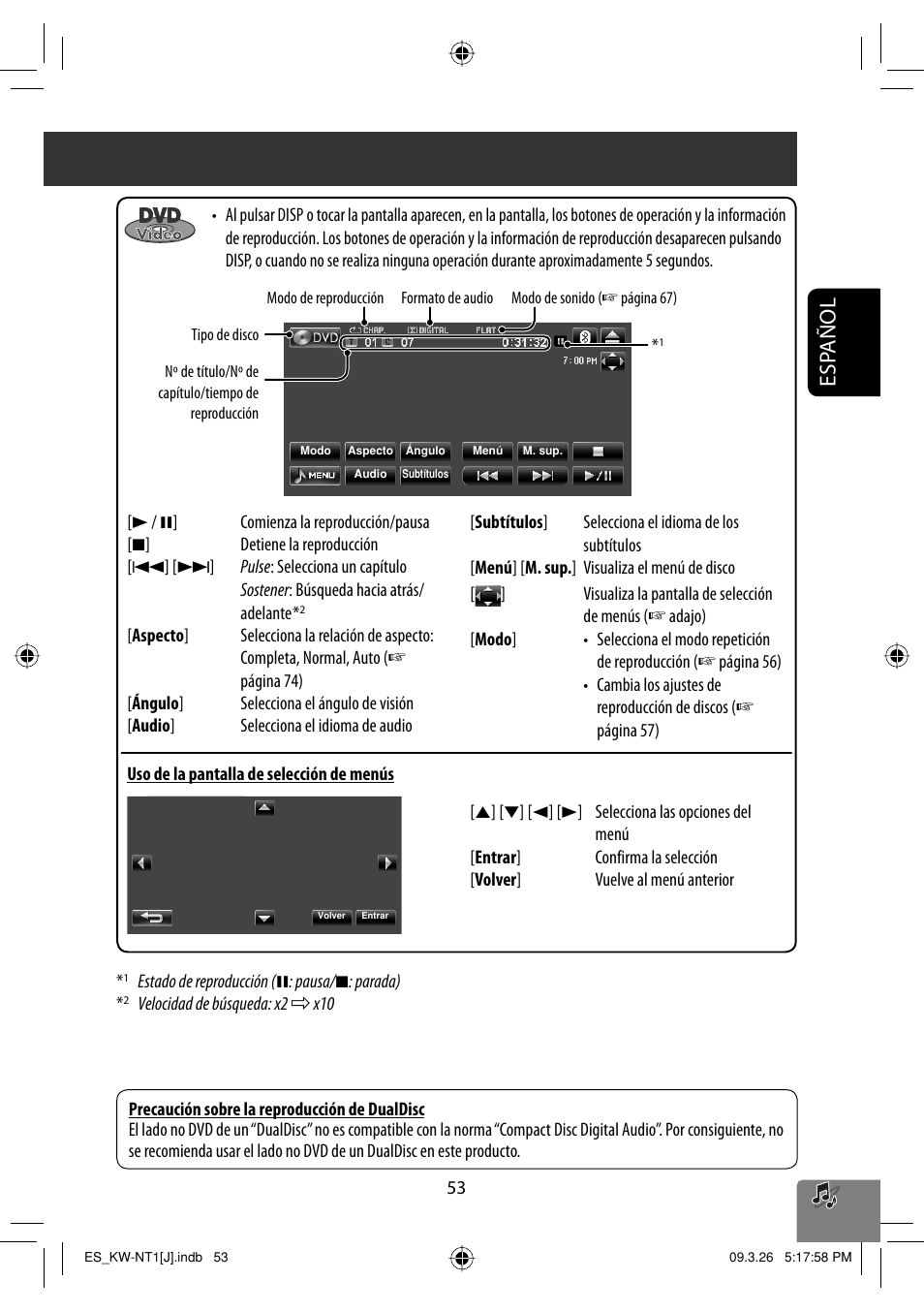 Esp añol | JVC KW-NT1 User Manual | Page 151 / 293