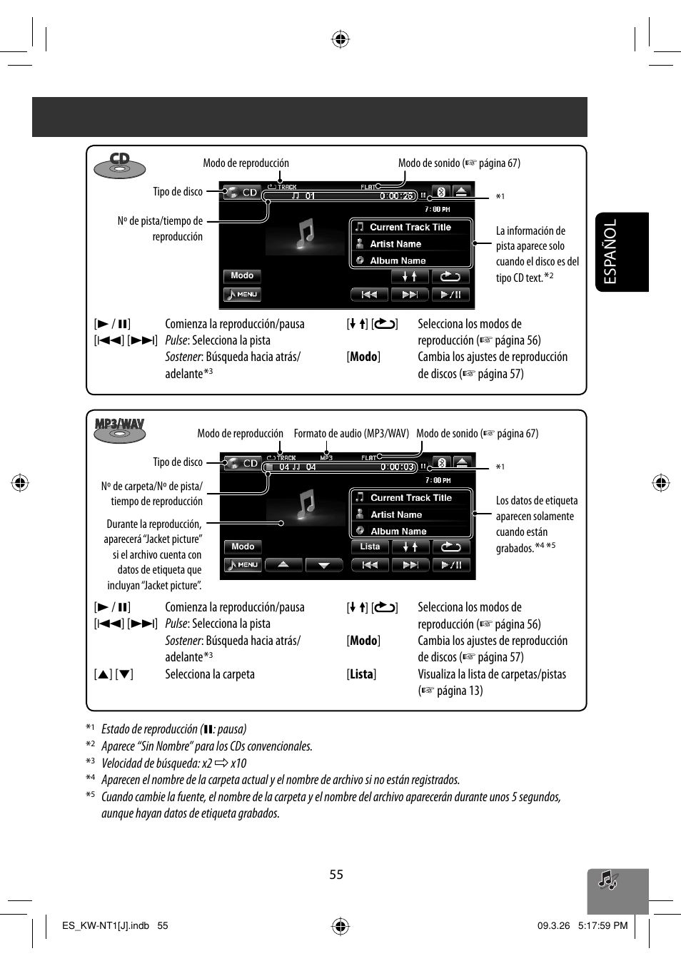 Esp añol | JVC KW-NT1 User Manual | Page 153 / 293