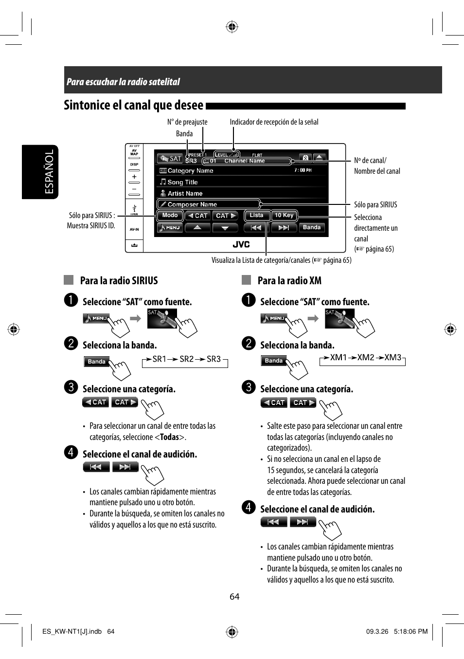 Sintonice el canal que desee | JVC KW-NT1 User Manual | Page 162 / 293