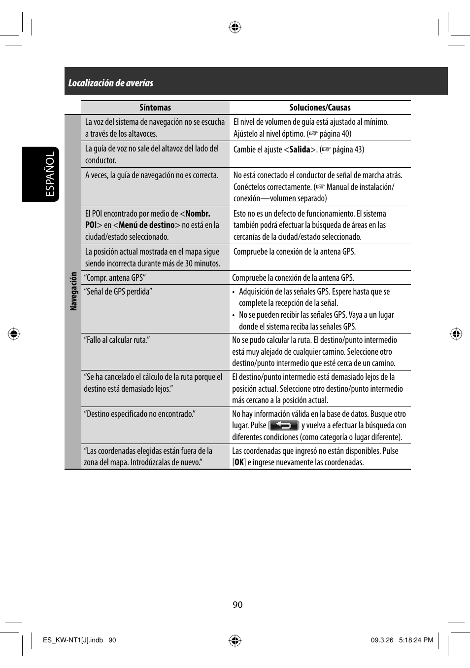 Esp añol | JVC KW-NT1 User Manual | Page 188 / 293