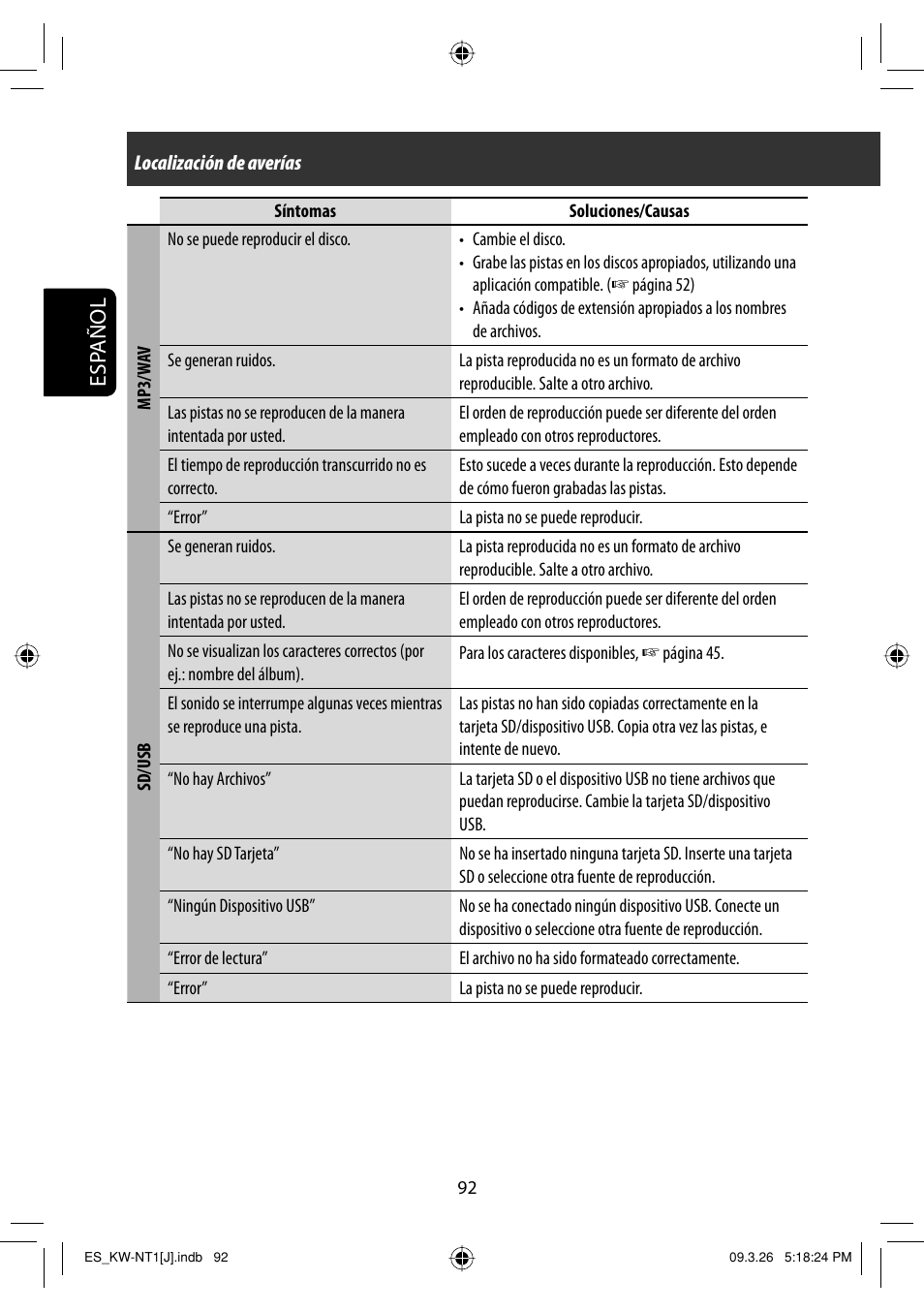 Esp añol | JVC KW-NT1 User Manual | Page 190 / 293
