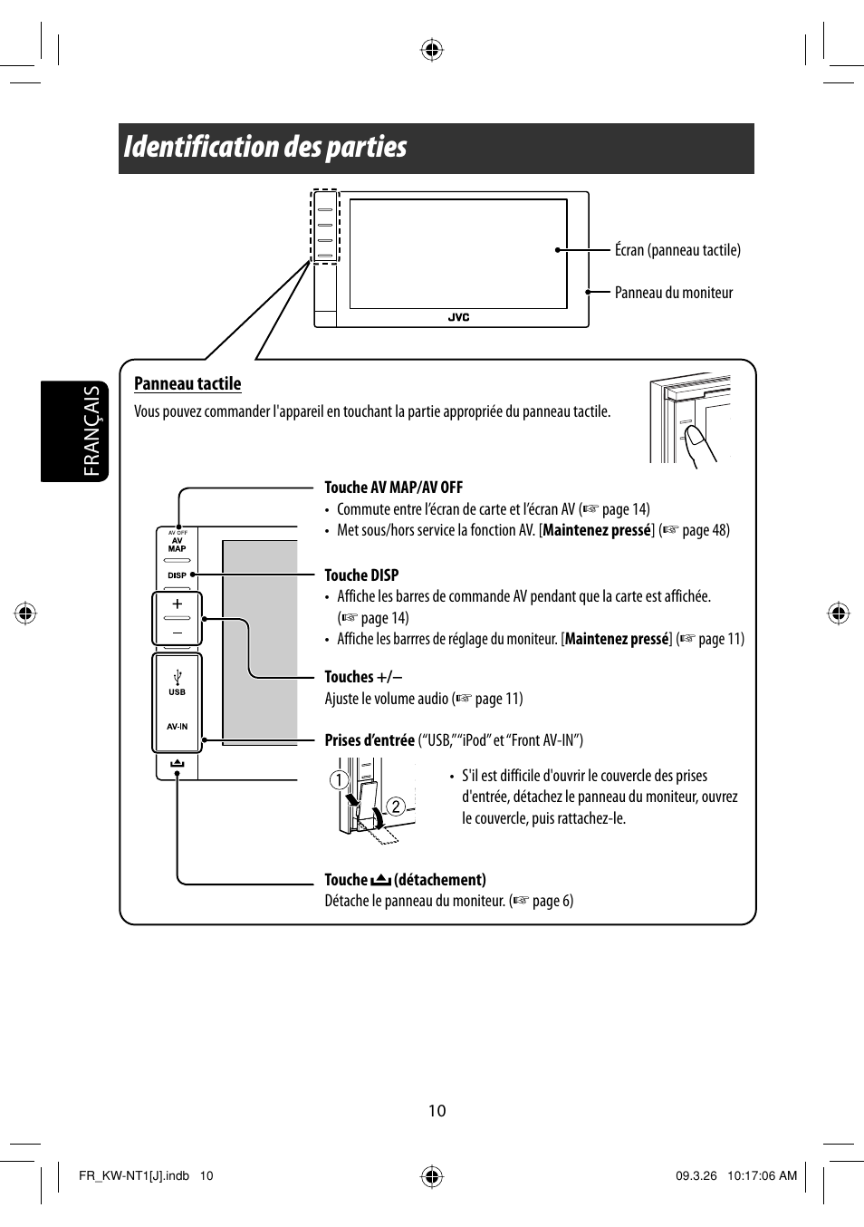 Identification des parties, Français | JVC KW-NT1 User Manual | Page 204 / 293