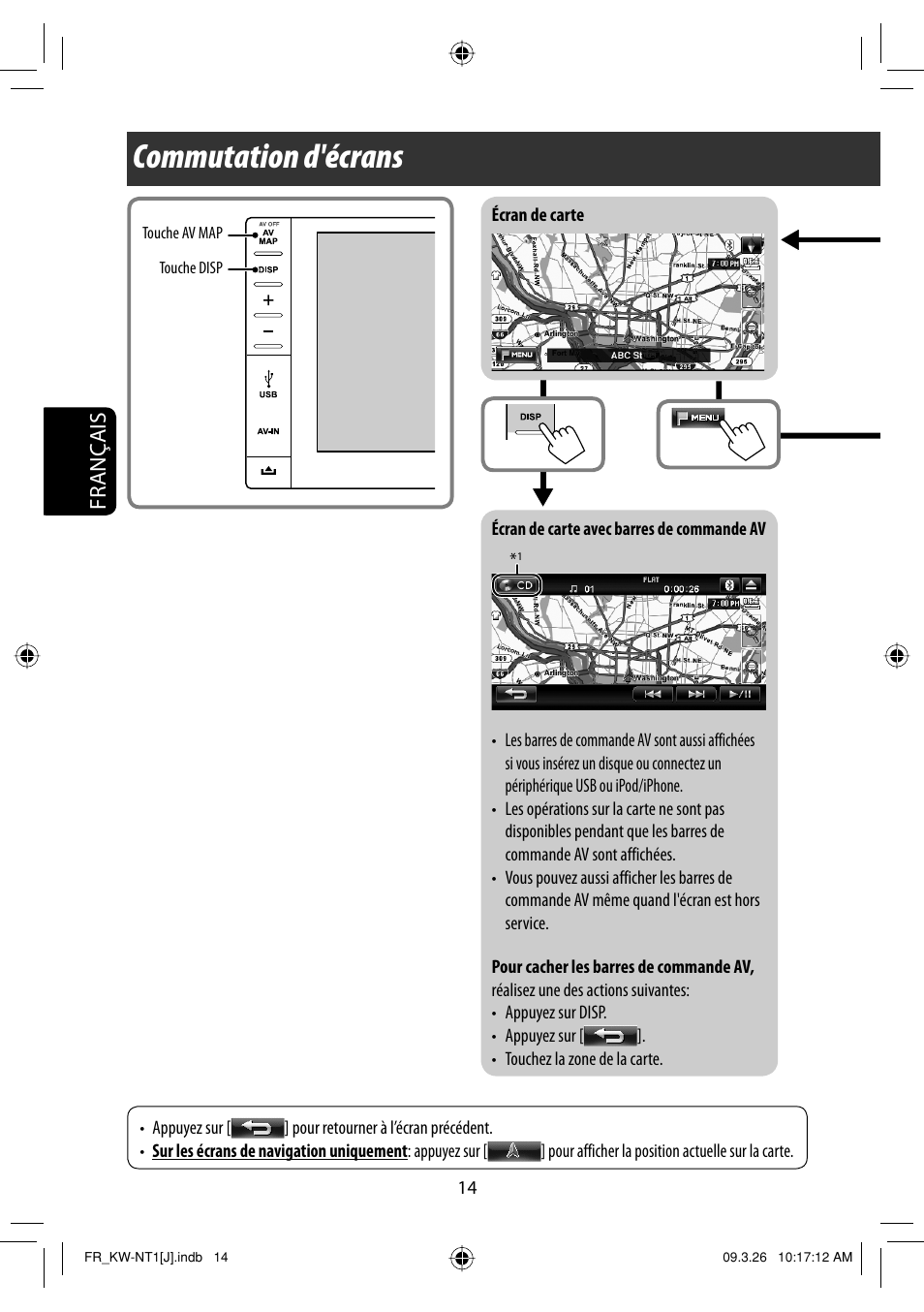 Commutation d'ecrans, Commutation d'écrans, Français | JVC KW-NT1 User Manual | Page 208 / 293