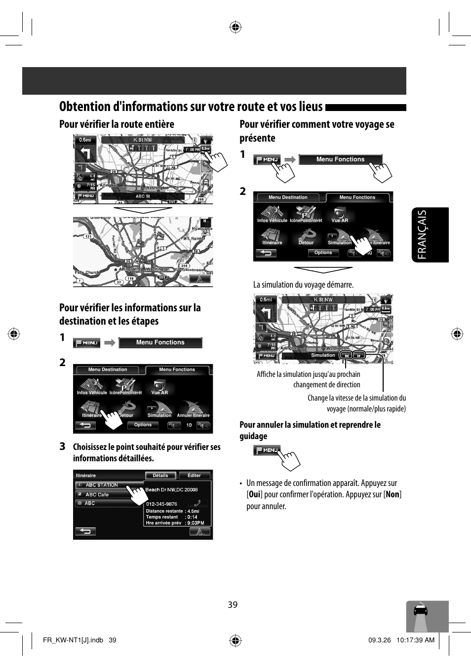 Pour vérifier comment votre voyage se présente 1 | JVC KW-NT1 User Manual | Page 233 / 293