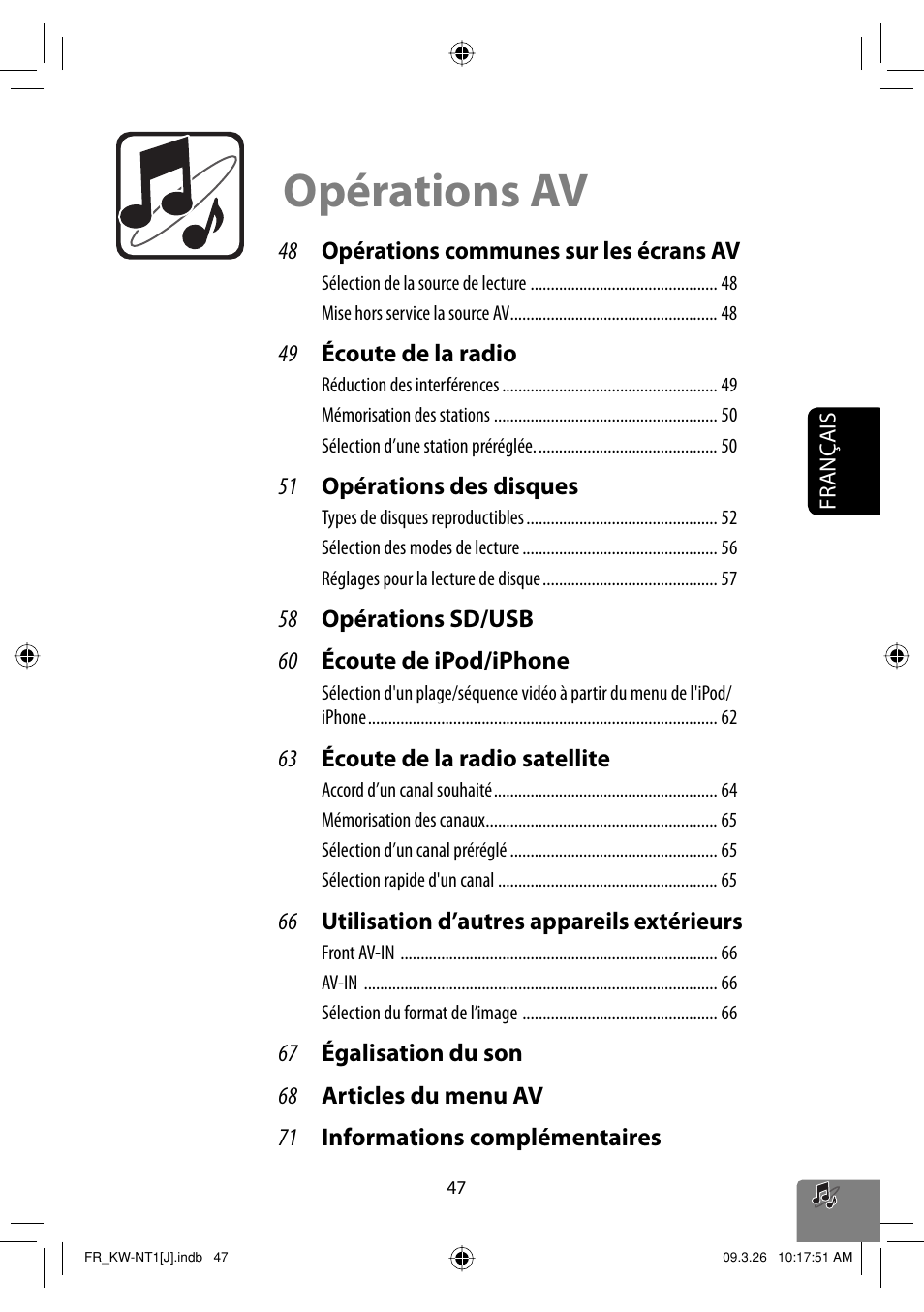 Operations av, Opérations av | JVC KW-NT1 User Manual | Page 241 / 293