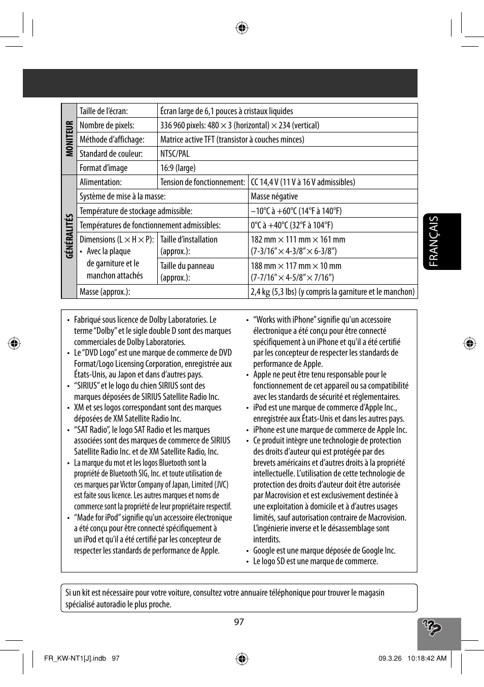 Français | JVC KW-NT1 User Manual | Page 291 / 293