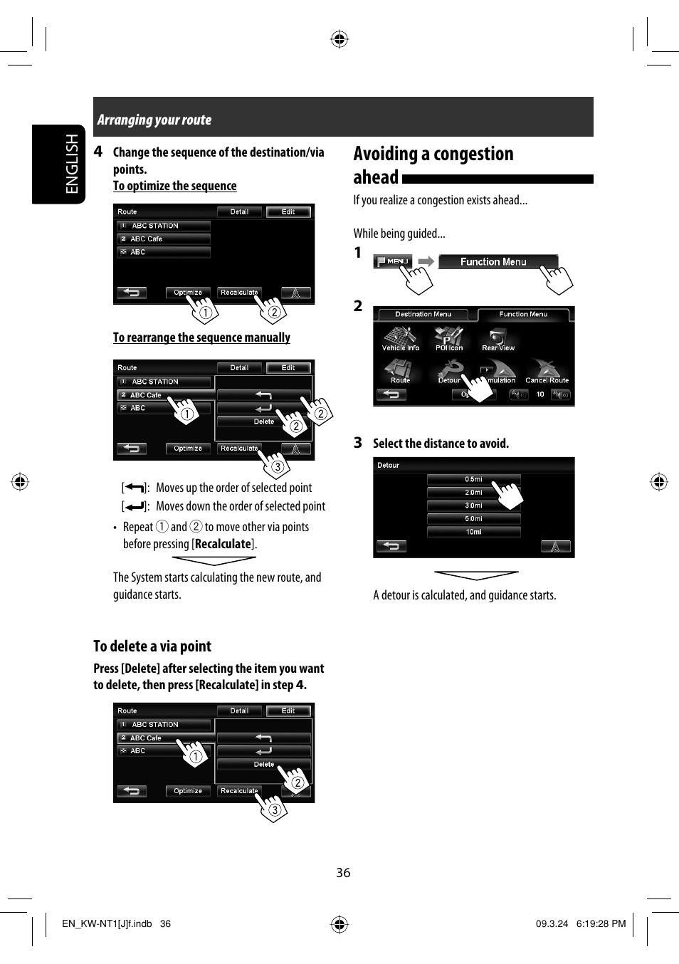 Avoiding a congestion ahead, English 4 | JVC KW-NT1 User Manual | Page 36 / 293