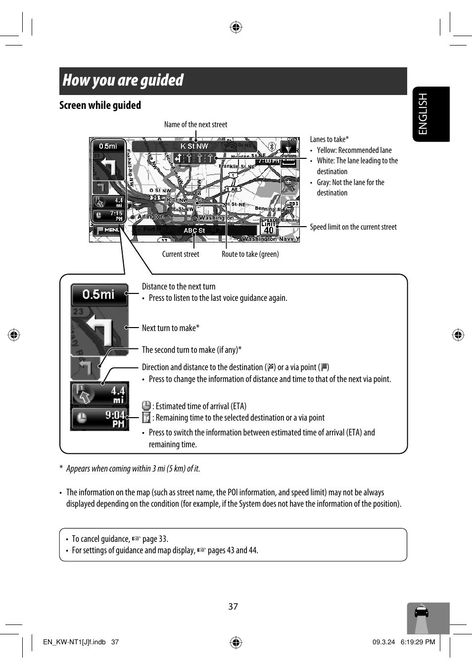 How you are guided, English, Screen while guided | JVC KW-NT1 User Manual | Page 37 / 293