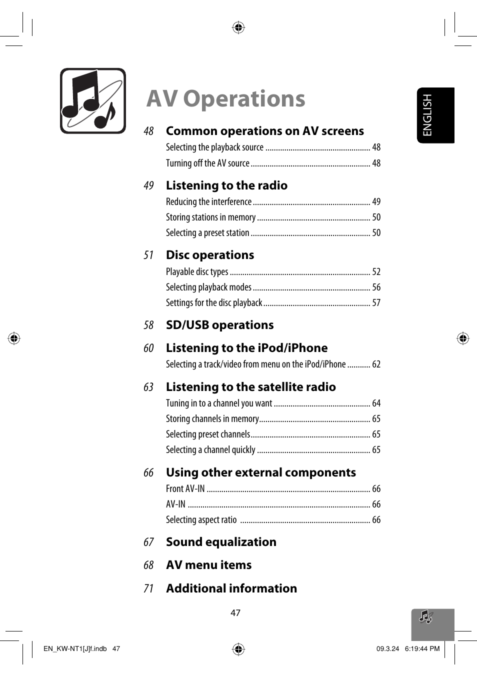 Av operations | JVC KW-NT1 User Manual | Page 47 / 293