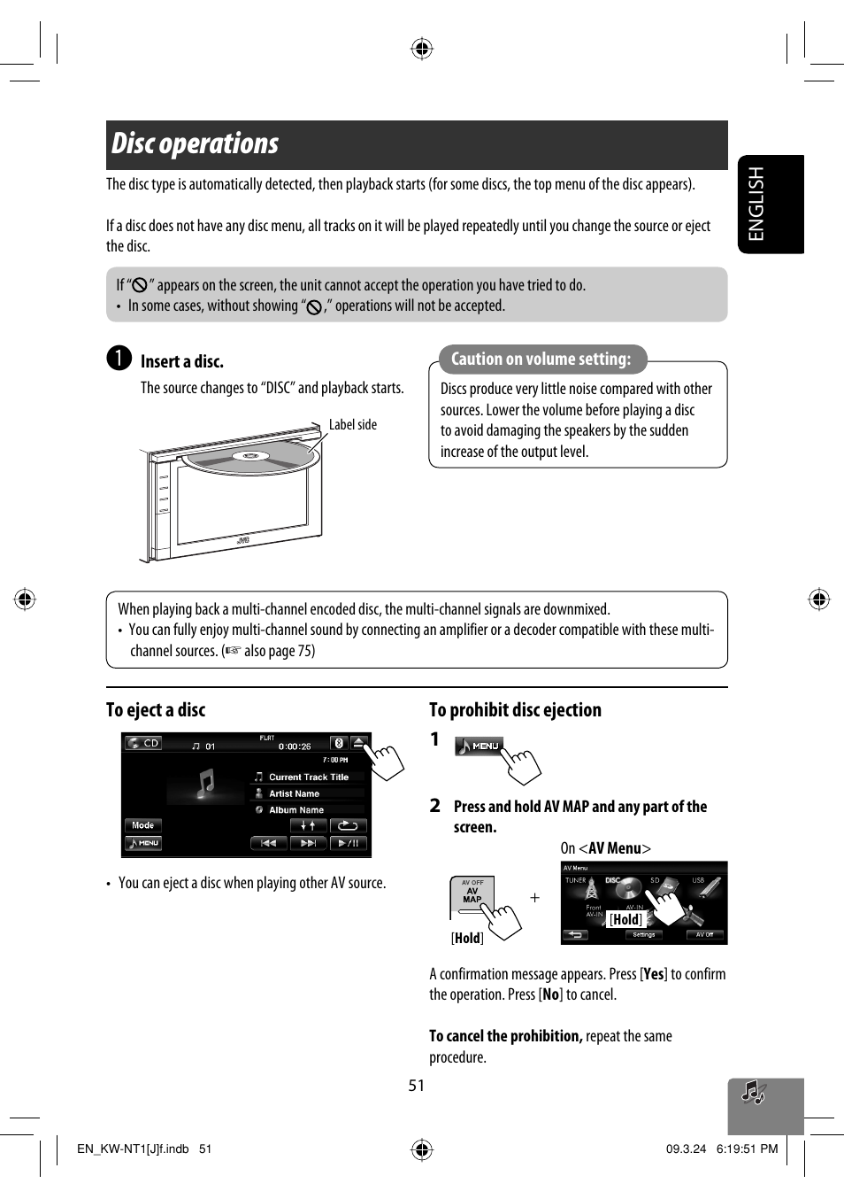 Disc operations | JVC KW-NT1 User Manual | Page 51 / 293