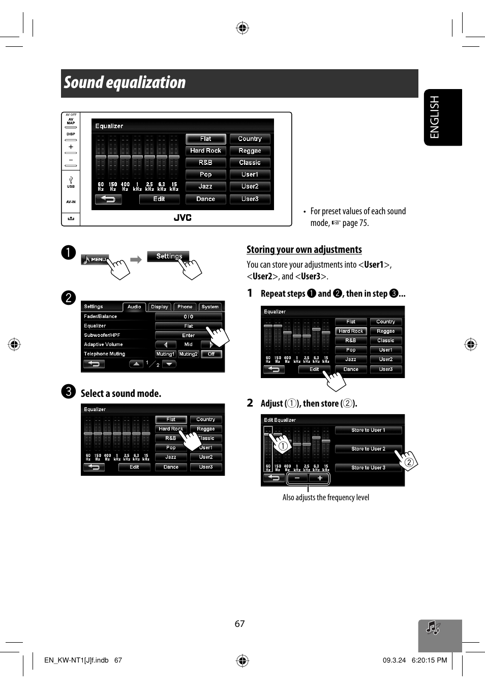 Sound equalization | JVC KW-NT1 User Manual | Page 67 / 293