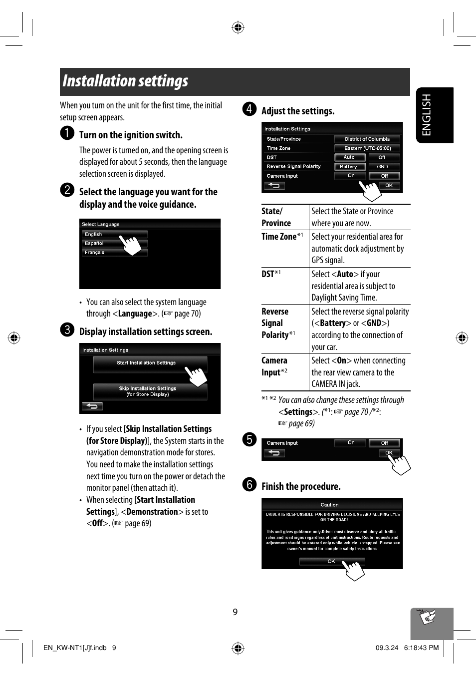 Installation settings, English | JVC KW-NT1 User Manual | Page 9 / 293