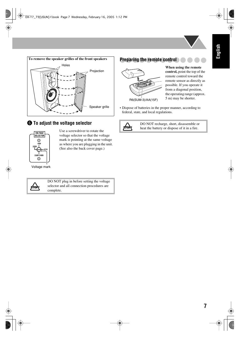 English | JVC CA-DXT7 User Manual | Page 11 / 212