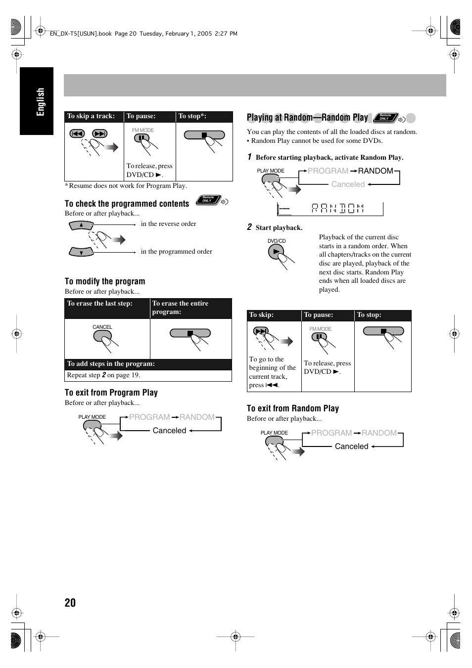 English, Playing at random—random play | JVC CA-DXT7 User Manual | Page 134 / 212