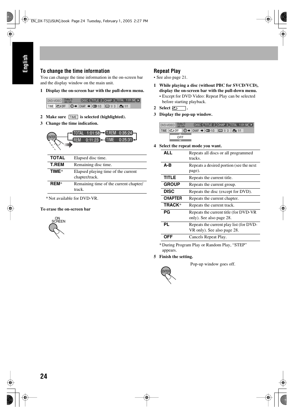 English, Repeat play | JVC CA-DXT7 User Manual | Page 138 / 212