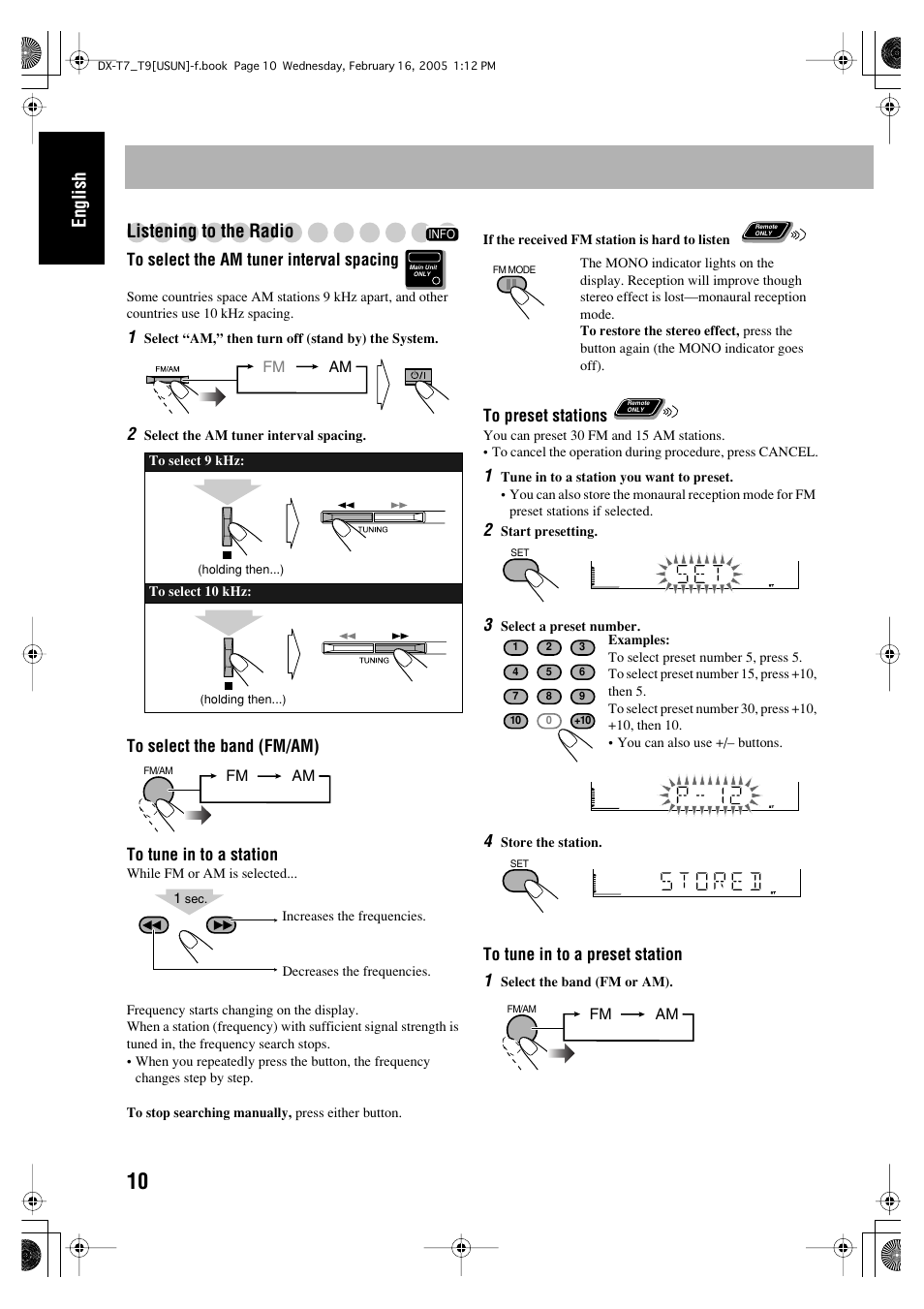 English listening to the radio | JVC CA-DXT7 User Manual | Page 14 / 212