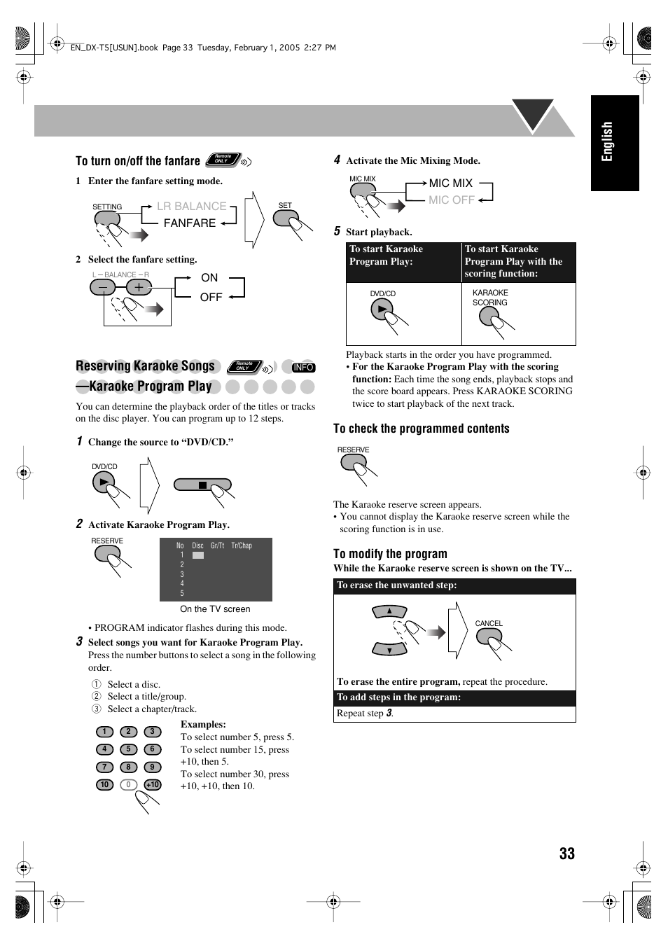 English, Reserving karaoke songs —karaoke program play | JVC CA-DXT7 User Manual | Page 147 / 212