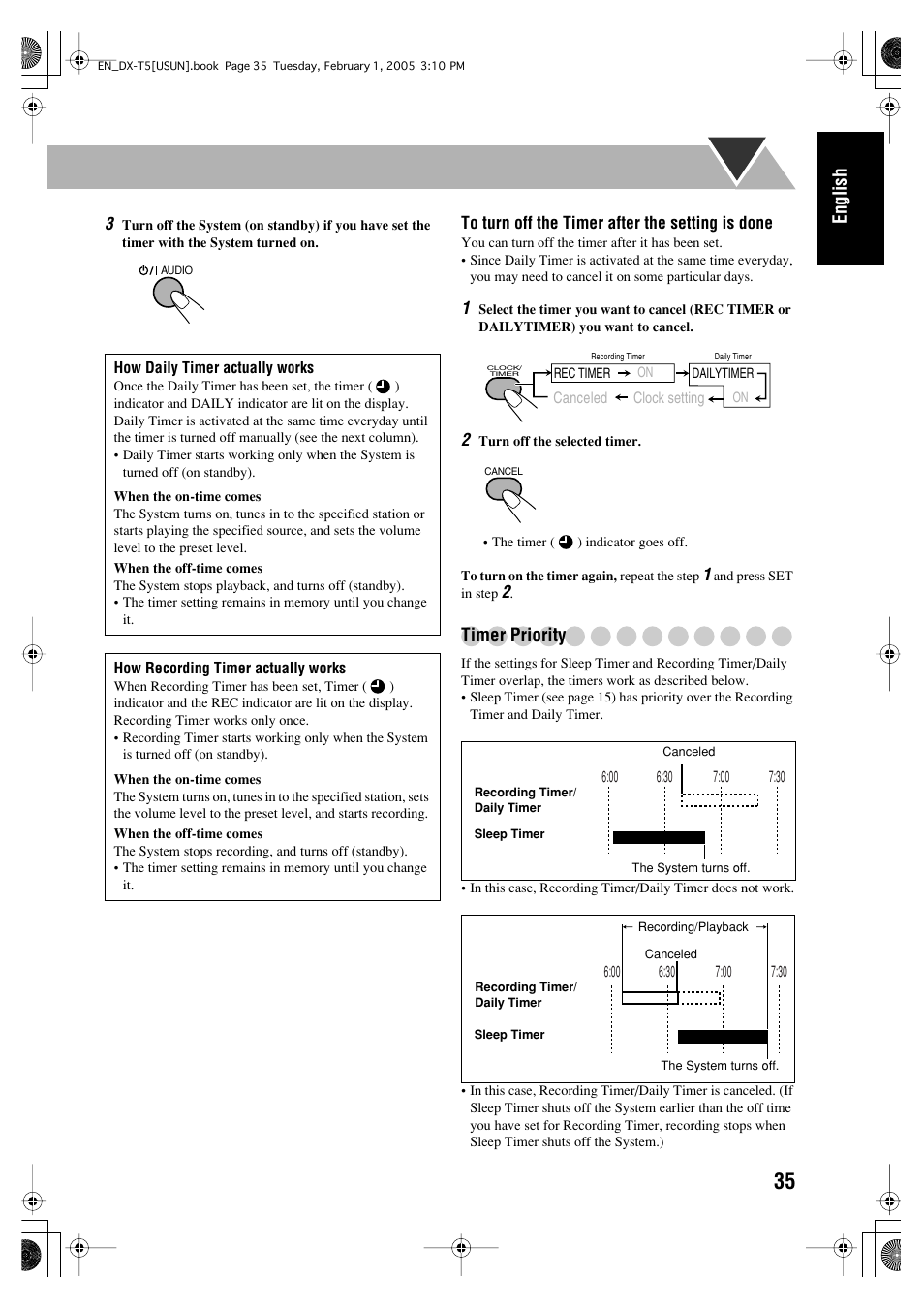 English, Timer priority | JVC CA-DXT7 User Manual | Page 149 / 212