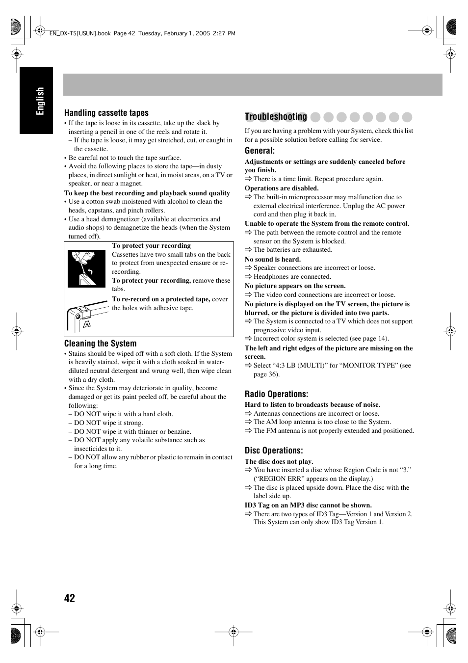 English, Troubleshooting | JVC CA-DXT7 User Manual | Page 156 / 212