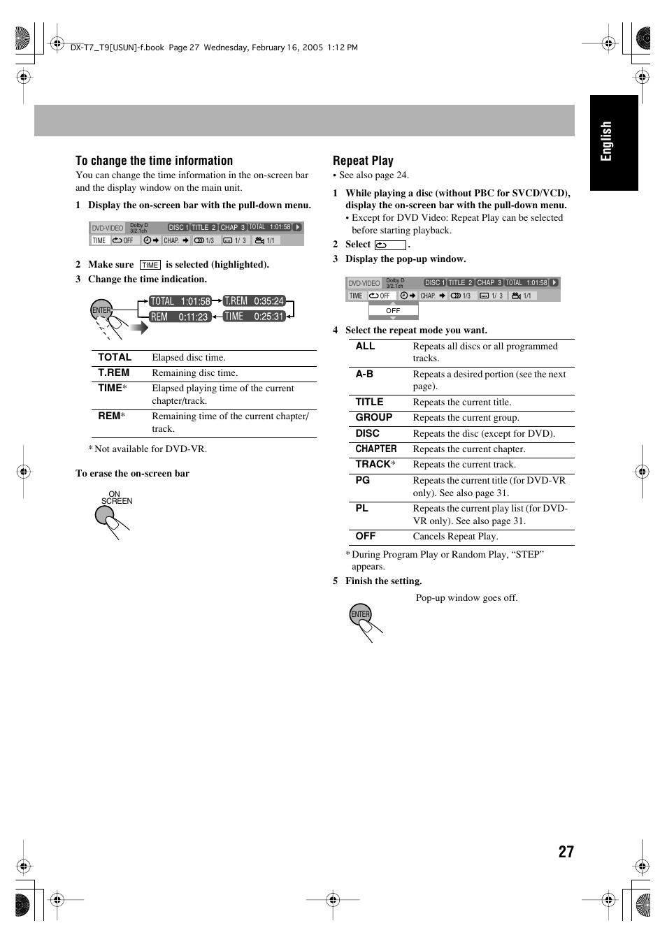 English, Repeat play | JVC CA-DXT7 User Manual | Page 31 / 212