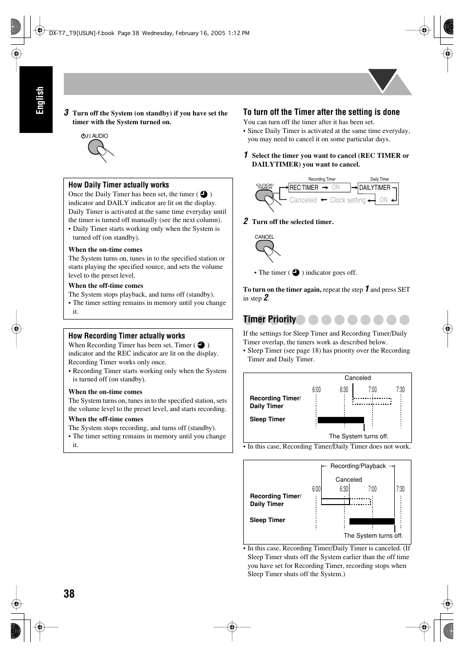 English, Timer priority | JVC CA-DXT7 User Manual | Page 42 / 212