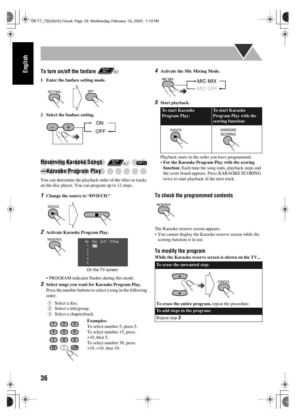 English, Reserving karaoke songs —karaoke program play | JVC CA-DXT7 User Manual | Page 95 / 212