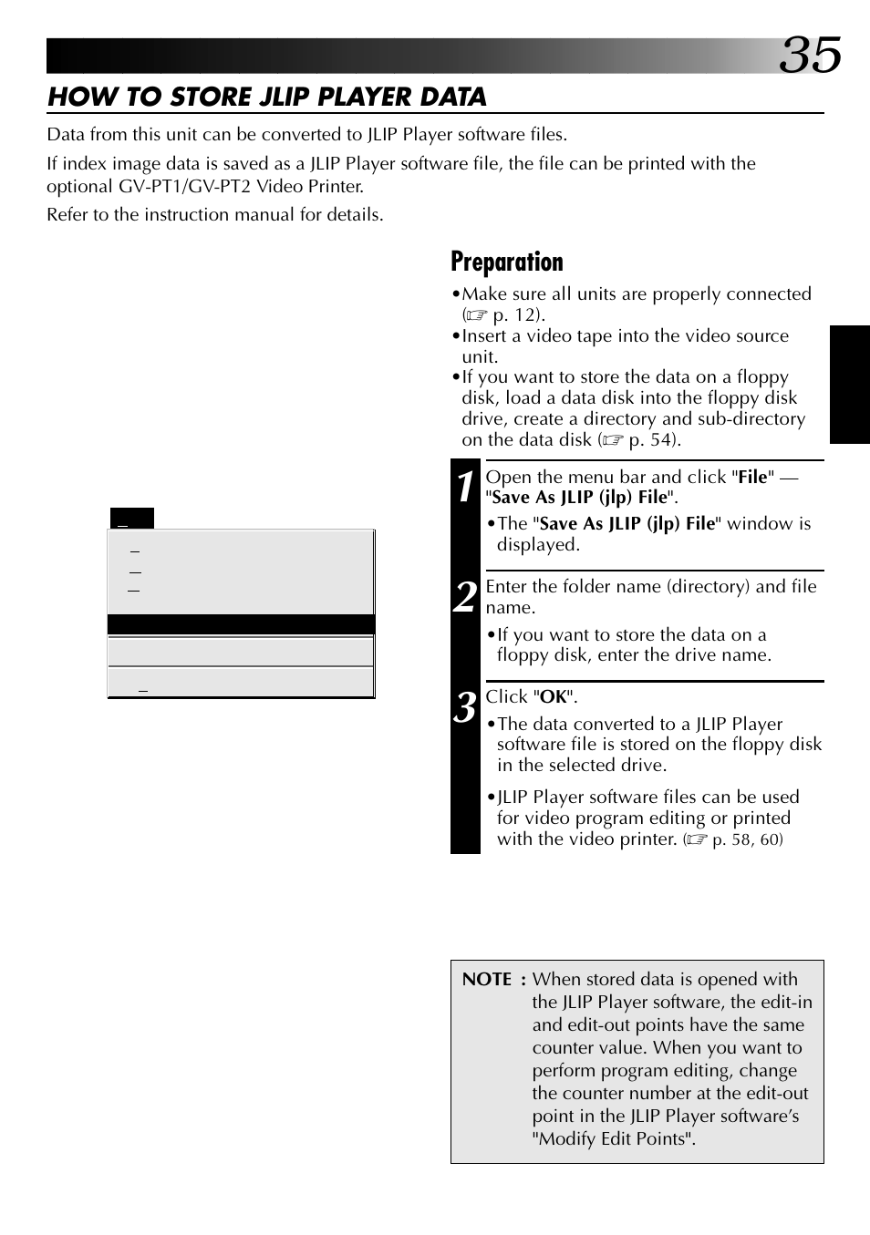 Preparation, How to store jlip player data | JVC 0397MKV*UN*YP User Manual | Page 35 / 68