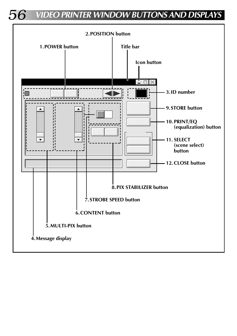 Video printer window buttons and displays | JVC 0397MKV*UN*YP User Manual | Page 56 / 68