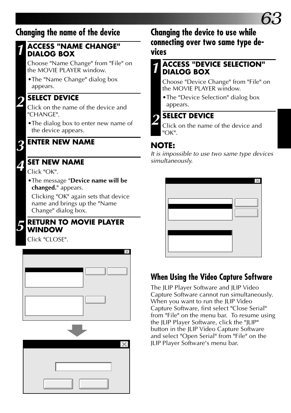 Changing the name of the device, When using the video capture software | JVC 0397MKV*UN*YP User Manual | Page 63 / 68