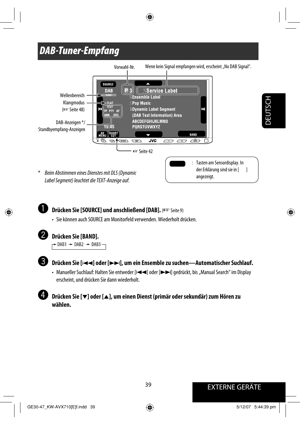 Dab-tuner-empfang | JVC KW-AVX710  EU User Manual | Page 111 / 291