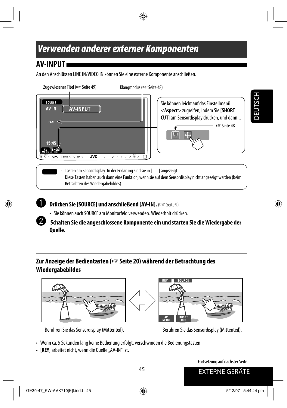 Verwenden anderer externer komponenten, Av-input | JVC KW-AVX710  EU User Manual | Page 117 / 291
