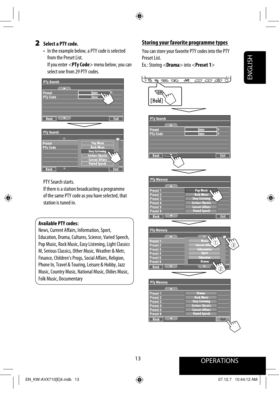 Operations, English | JVC KW-AVX710  EU User Manual | Page 13 / 291