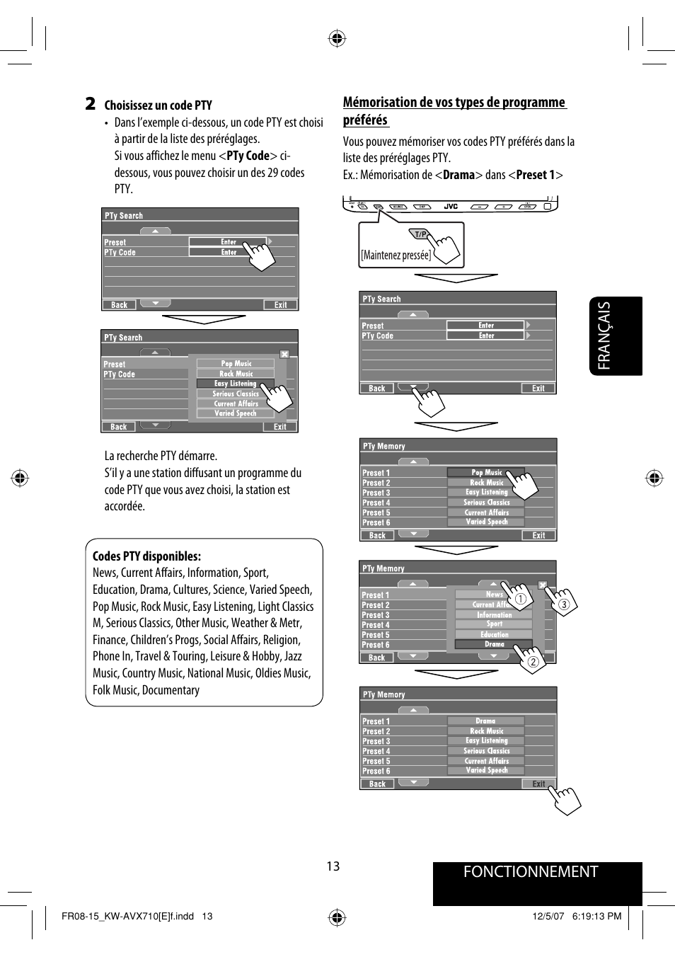 Fonctionnement, Français | JVC KW-AVX710  EU User Manual | Page 157 / 291