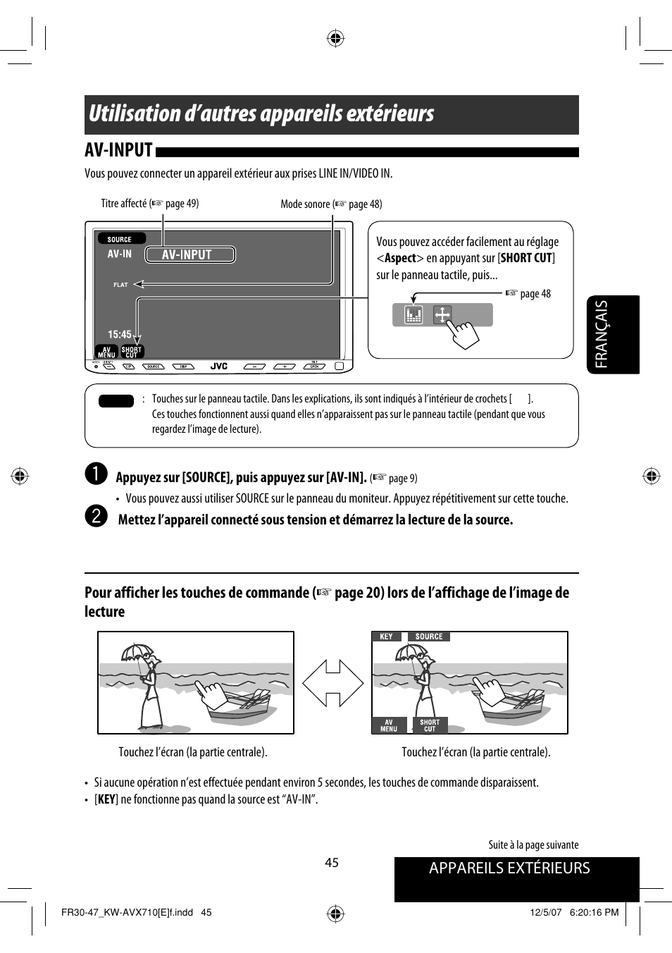 Utilisation d’autres appareils extérieurs, Av-input | JVC KW-AVX710  EU User Manual | Page 189 / 291