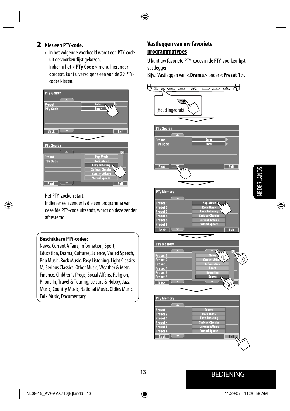 Bediening, Nederlands | JVC KW-AVX710  EU User Manual | Page 229 / 291