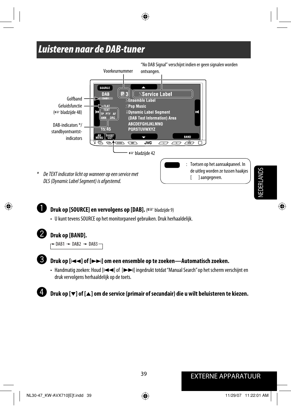 Luisteren naar de dab-tuner | JVC KW-AVX710  EU User Manual | Page 255 / 291