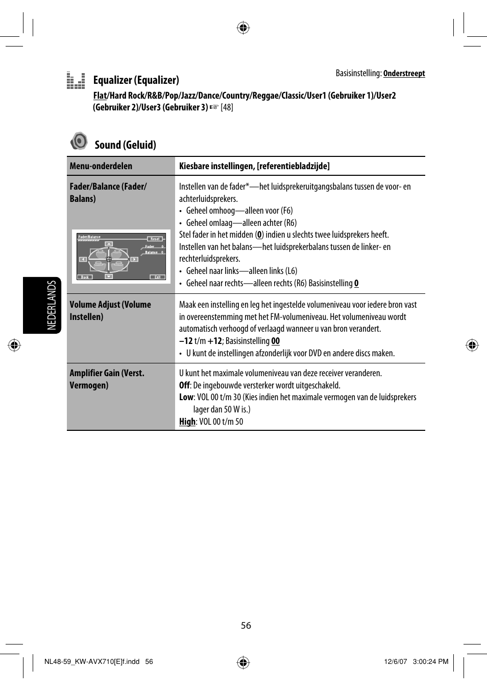 Nederlands equalizer (equalizer), Sound (geluid) | JVC KW-AVX710  EU User Manual | Page 272 / 291