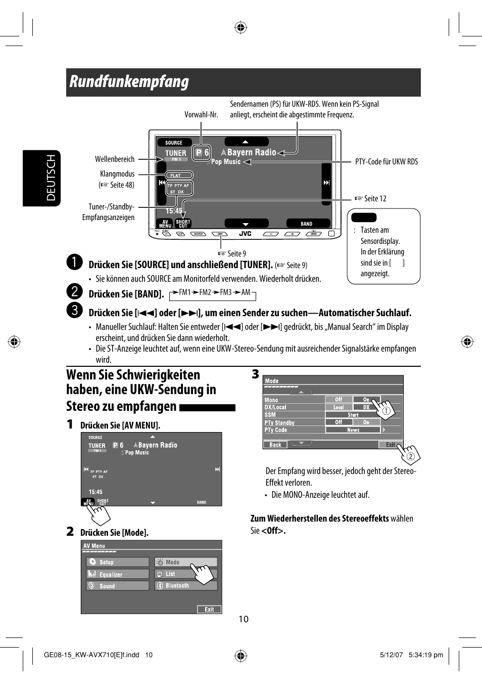 Rundfunkempfang | JVC KW-AVX710  EU User Manual | Page 82 / 291