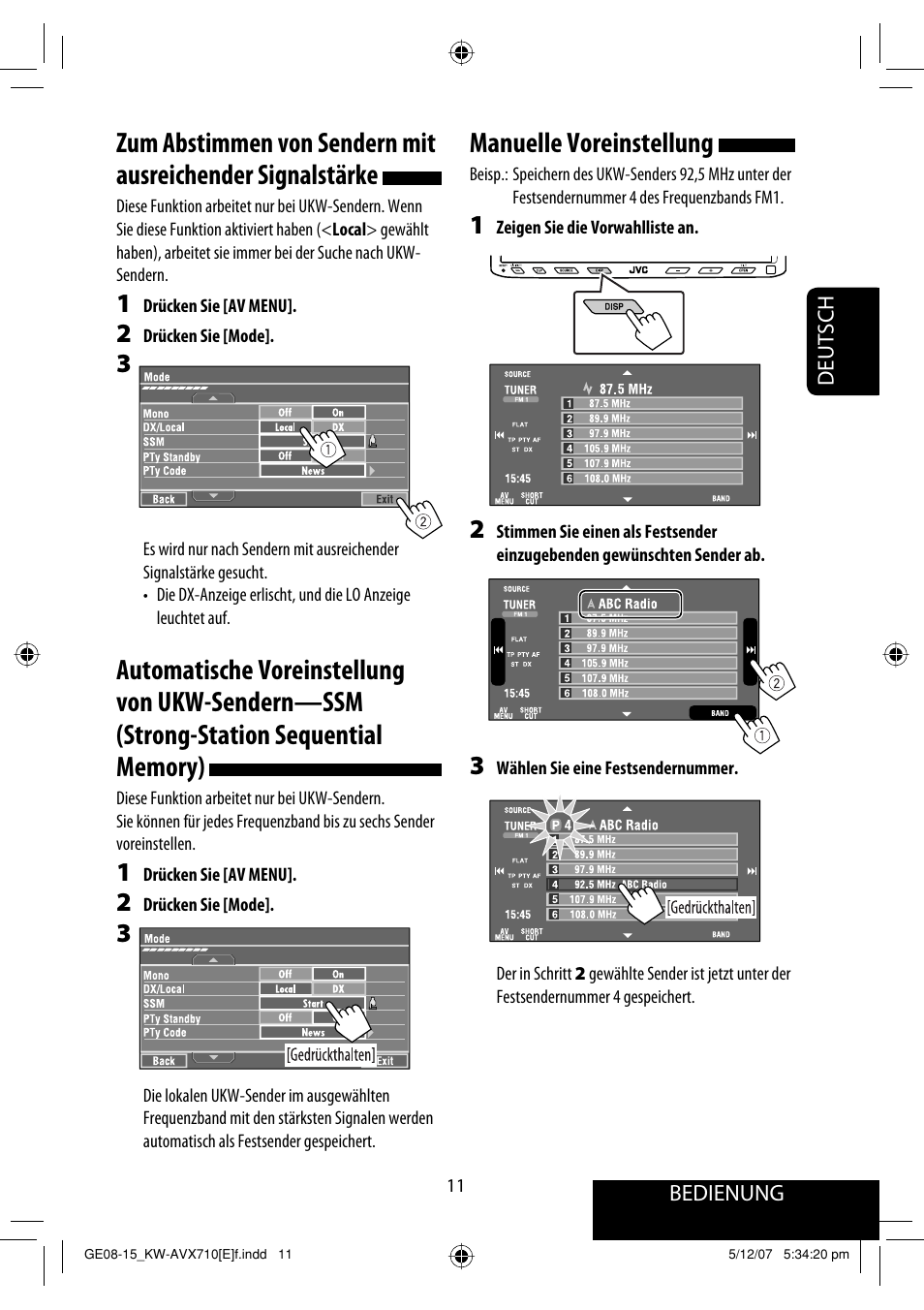 Manuelle voreinstellung | JVC KW-AVX710  EU User Manual | Page 83 / 291