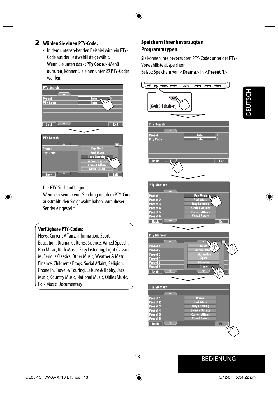 Bedienung, Deutsch | JVC KW-AVX710  EU User Manual | Page 85 / 291