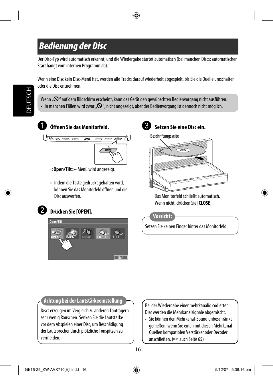 Bedienung der disc | JVC KW-AVX710  EU User Manual | Page 88 / 291