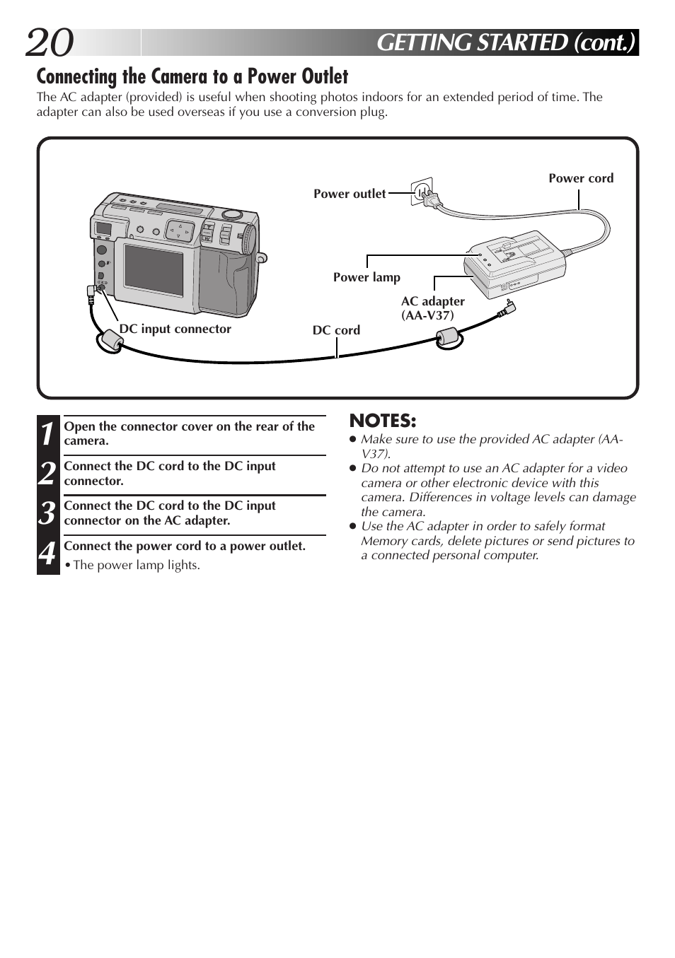 Getting started (cont.) | JVC GC X 3 User Manual | Page 20 / 96