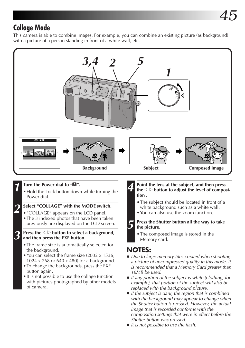 Collage mode | JVC GC X 3 User Manual | Page 45 / 96