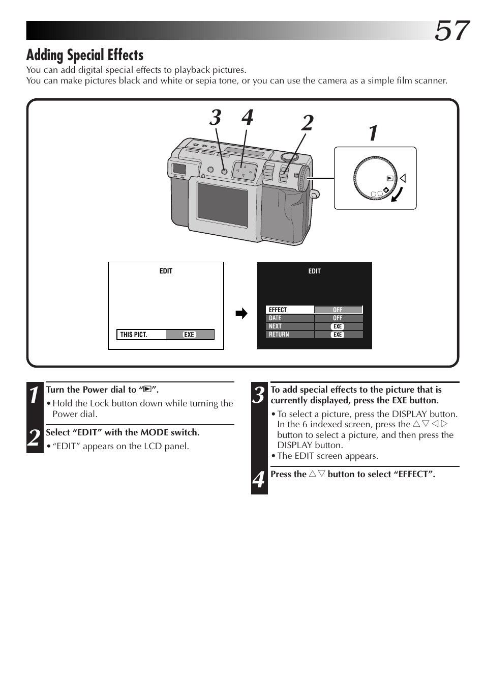 Adding special effects | JVC GC X 3 User Manual | Page 57 / 96