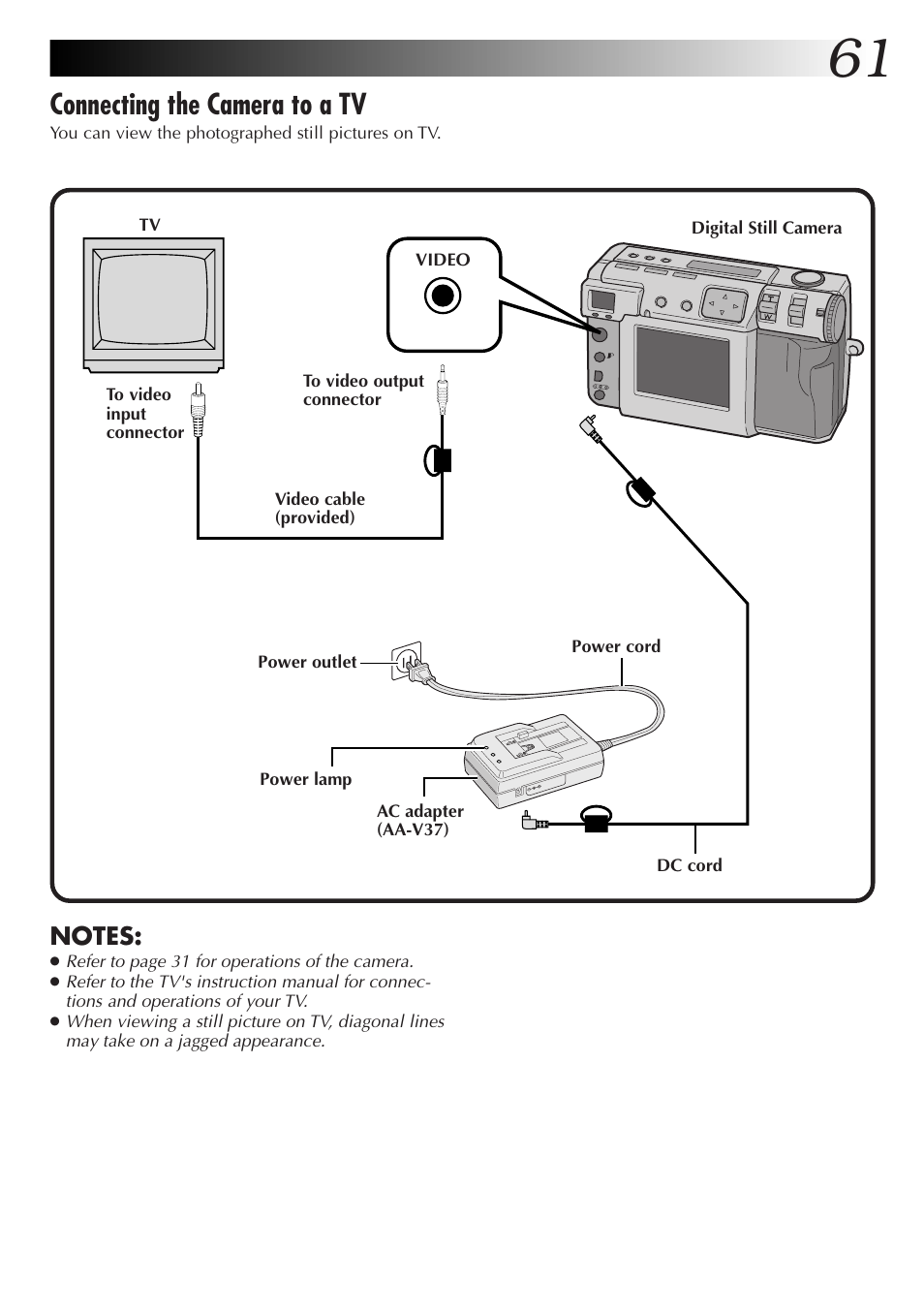 Connecting the camera to a tv | JVC GC X 3 User Manual | Page 61 / 96