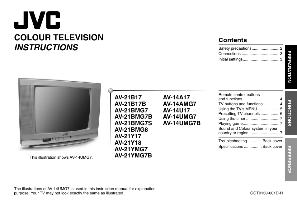 JVC AV-14UMG7 User Manual | 8 pages