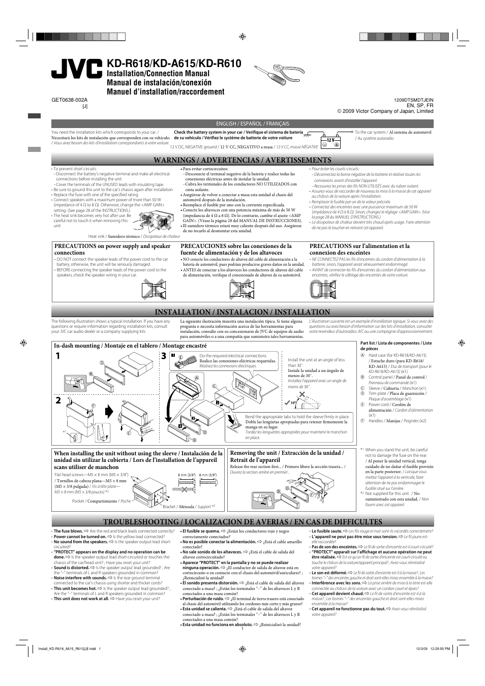 JVC GET0638-002A User Manual | 2 pages