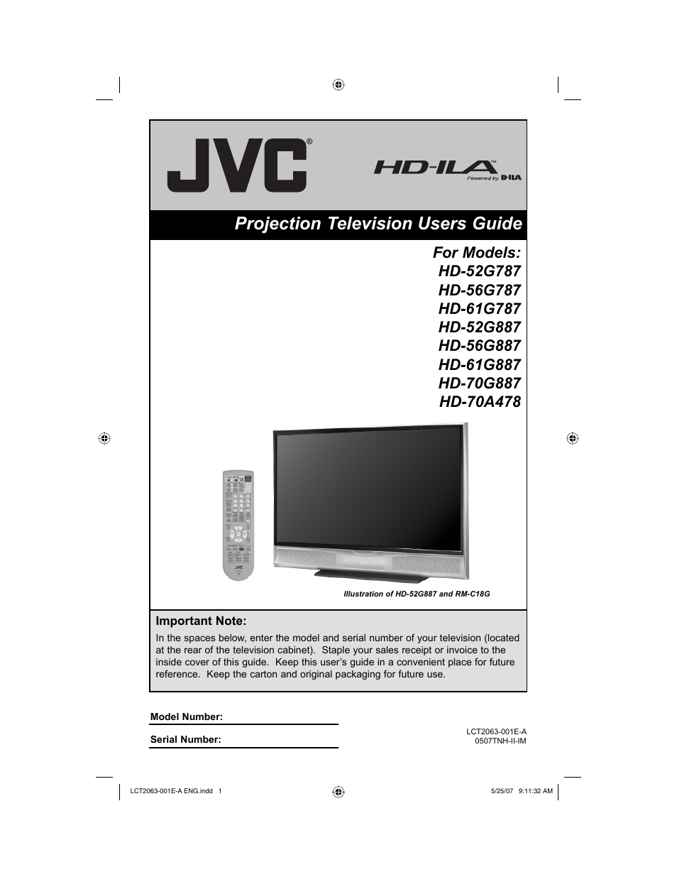 JVC HD-70A478 User Manual | 88 pages