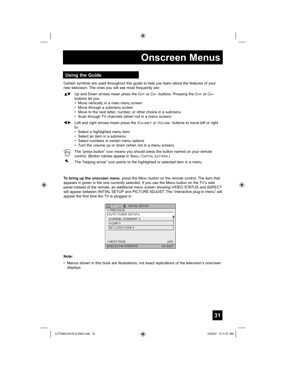 Onscreen menus, Using the guide | JVC HD-70A478 User Manual | Page 31 / 88