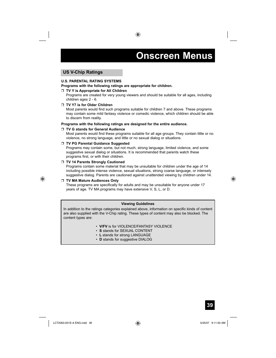 Onscreen menus | JVC HD-70A478 User Manual | Page 39 / 88